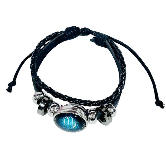 Virgo Zodiac Leather Adjustable Bracelet Unisex Multilayer Horoscope New - Picture 2 of 5